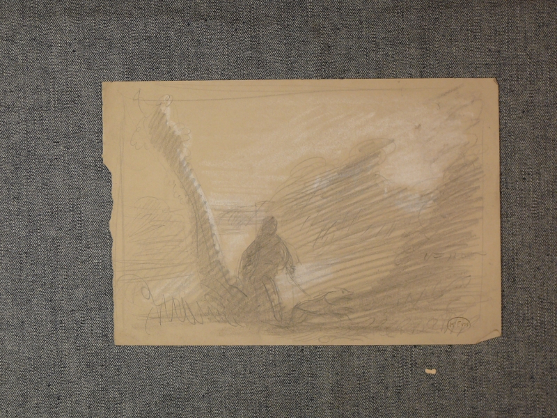 294 . Man walking his dog at night